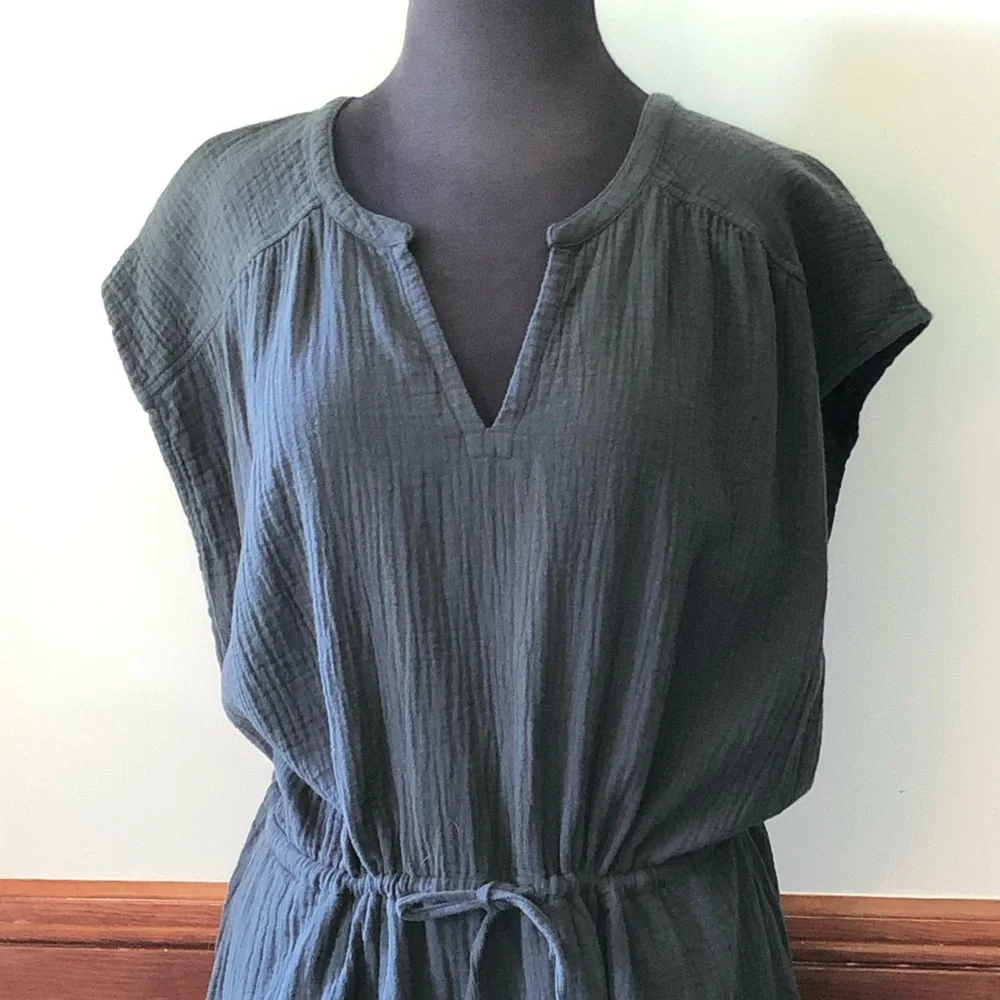 Pact Organic Cotton Coastal Double Gauze Tie Waist Midi Dress - Picture 2 of 8